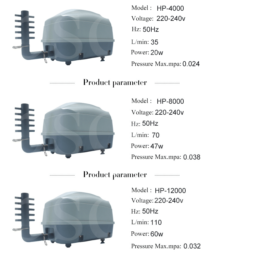 משאבת אוויר אטמן HP-12000 – 110 ליטר לדקה | 10 יציאות | 60W